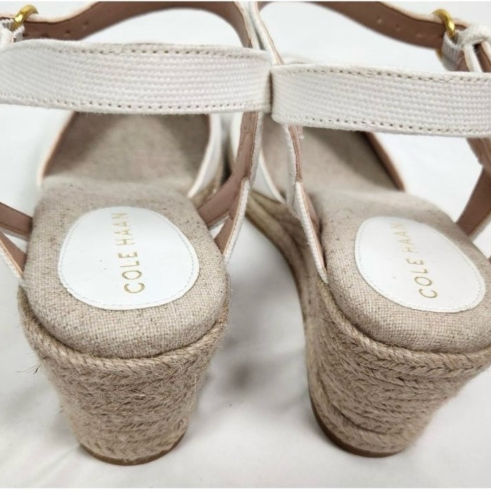 New Womens Cole Haan Cloudfeel Espadrille Wedge II White Linen Heels Size 7.5 B - Picture 5 of 12